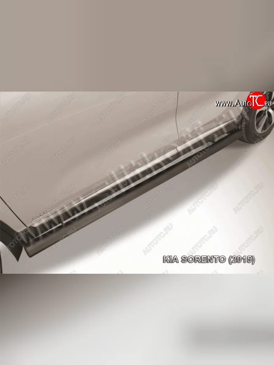 Защита порогов из труб d76 Slitkoff  KIA Sorento (2014-2018) UM/Prime (Цвет: серебристый)  в Самаре Самарской области