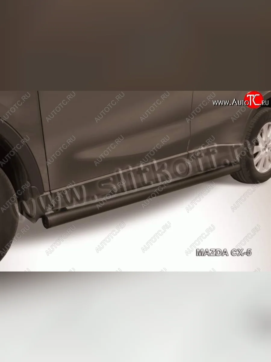 Защита порогов Slitkoff Mazda CX-5 KE рестайлинг (2015-2017) (Цвет: серебристый)  с доставкой в г. Керчь