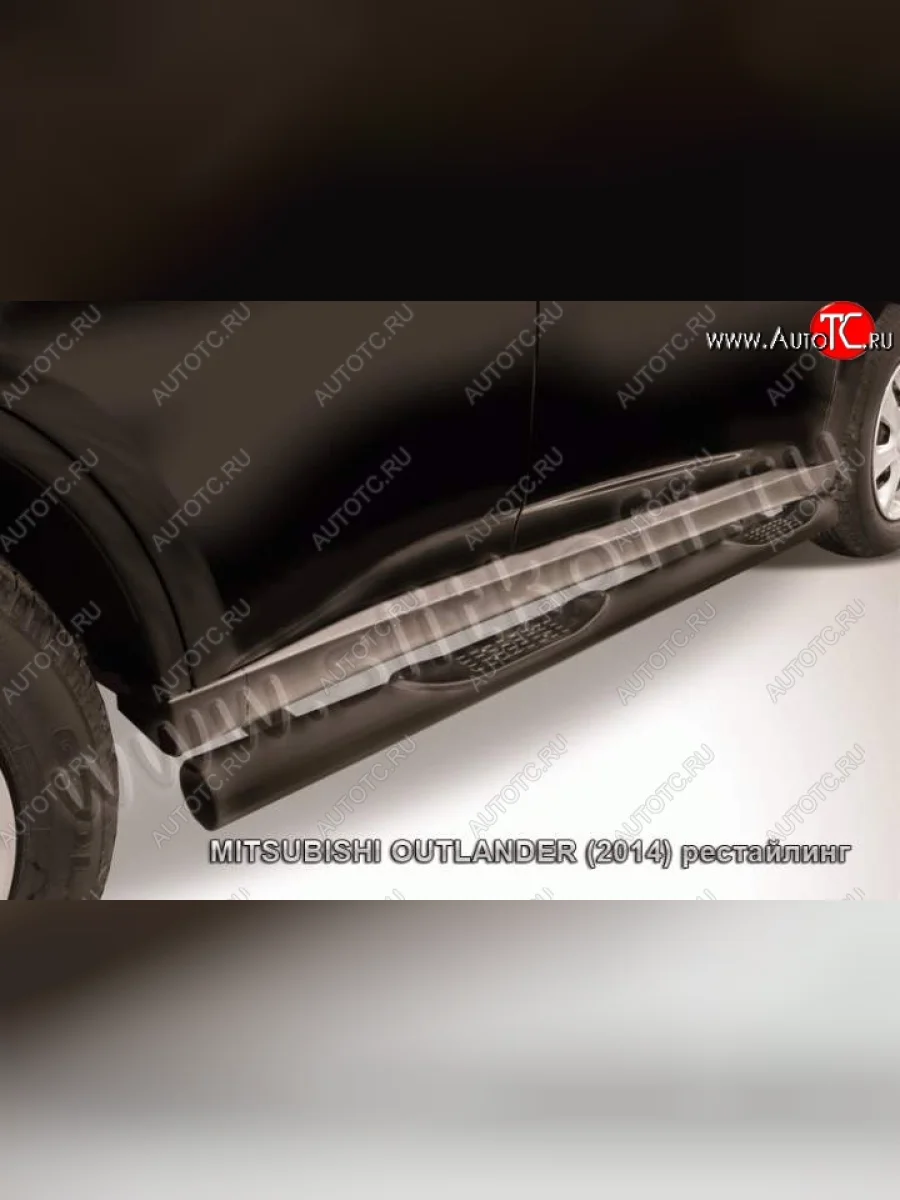 Защита порогов Slitkoff  Mitsubishi Outlander (2014-2016) GF (Цвет: серебристый)  в Самаре Самарской области