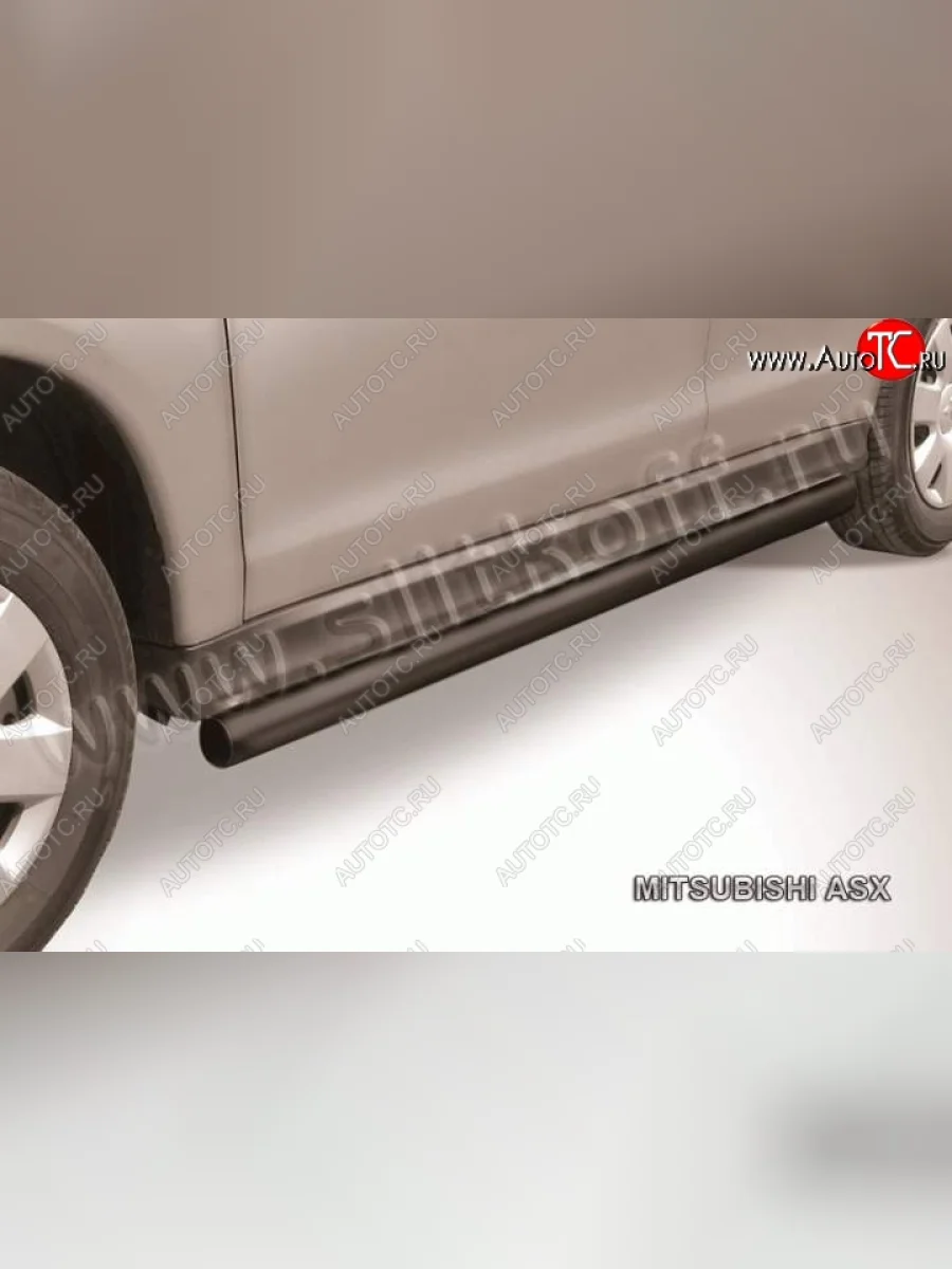 Защита порогов Slitkoff Mitsubishi ASX дорестайлинг (2010-2012) (Цвет: серебристый)  в Перми Пермском крае