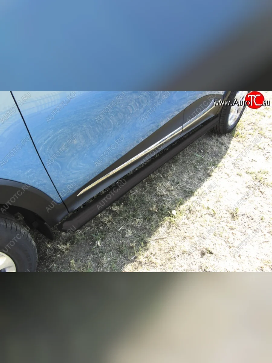 Защита порогов Slitkoff Renault Kaptur дорестайлинг (2016-2020) (Цвет: серебристый)  в Самаре Самарской области
