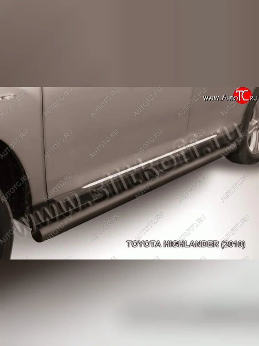 Защита порогов Slitkoff Toyota Highlander XU40 рестайлинг (2010-2013) (Цвет: серебристый)  в Керчи Республика Крым