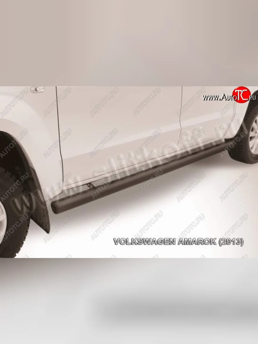 Защита порогов Slitkoff  Volkswagen Amarok (2009-2016) (Цвет: серебристый)  в Самаре Самарской области