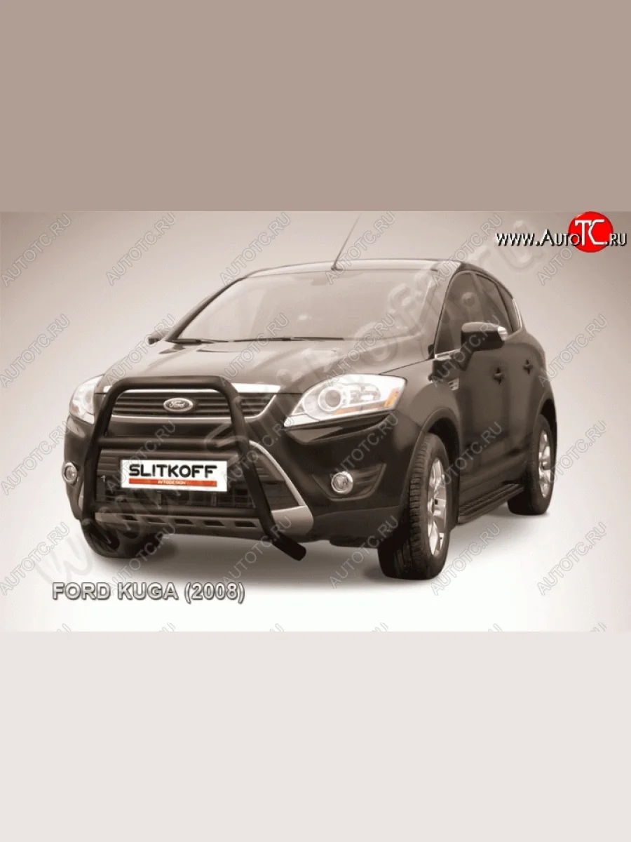 Кенгурятник d57 Slitkoff (высокий, с перемычками)  Ford Kuga (2008-2013) 1 (Цвет: серебристый)  в Самаре Самарской области