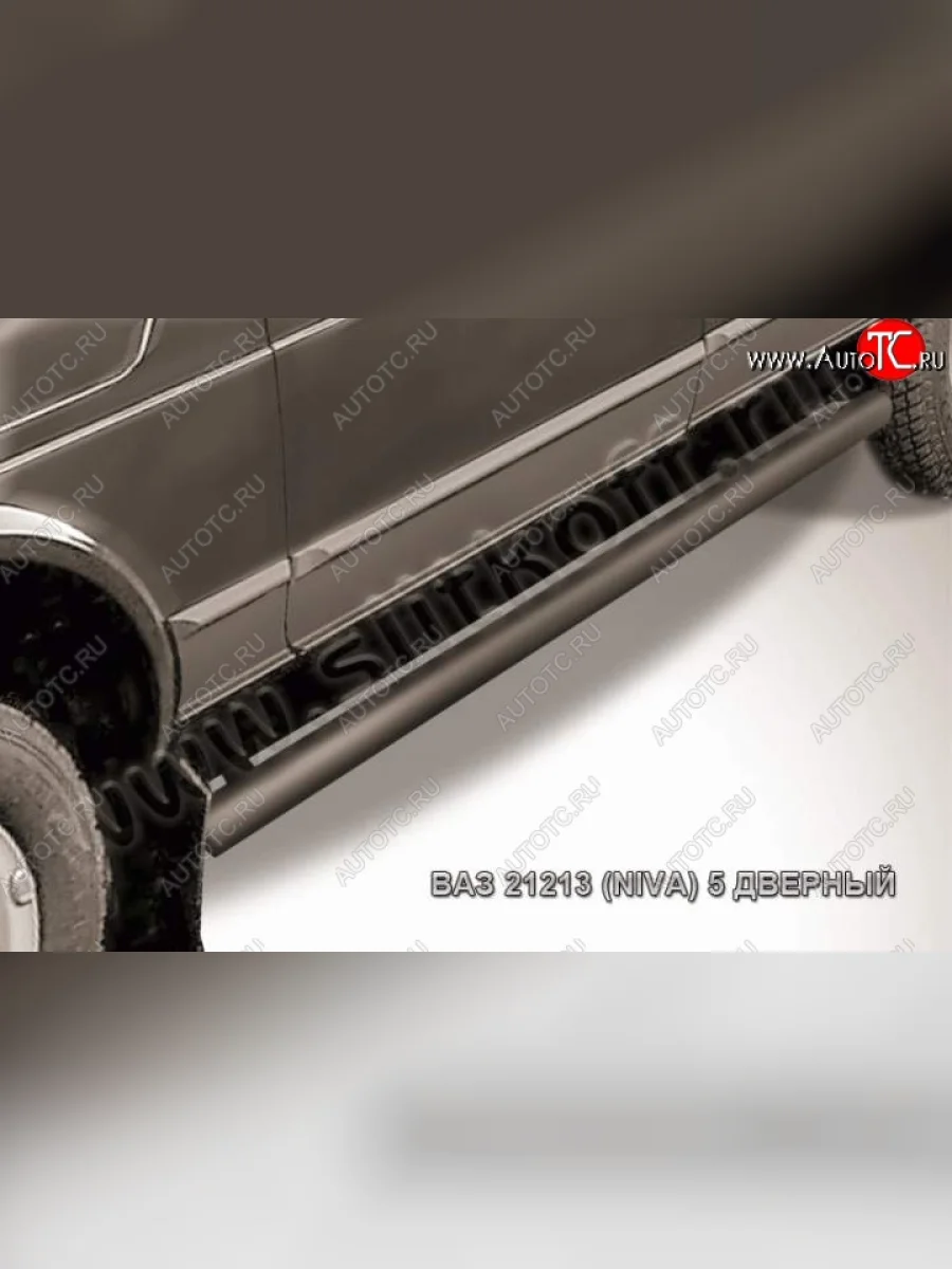 Защита порогов из трубы d76 Slitkoff Лада ВАЗ нива 4х4 2131 5 дв. дорестайлинг (1993-2019) (Цвет: серебристый)  в Воронеже Воронежской области