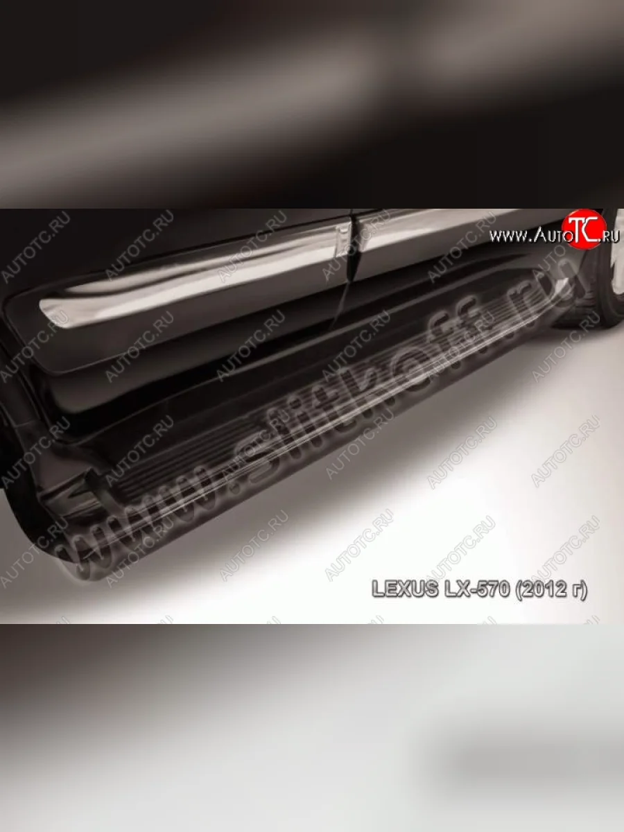 Защита штатного порога из трубы d42 Slitkoff Lexus LX570 J200 1-ый рестайлинг (2012-2015) (Цвет: серебристый)  с доставкой в г. Керчь