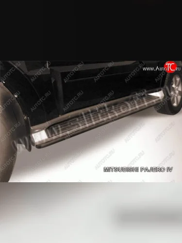 Защита штатного порога d42 Slitkoff Mitsubishi Pajero  4 V90 (2006-2015) дорестайлинг, 1-ый рестайлинг