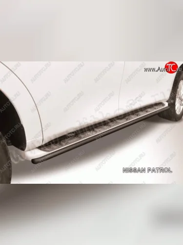 Защита штатного порога d42 Slitkoff Nissan Patrol  6 (2010-2014) Y62 дорестайлинг