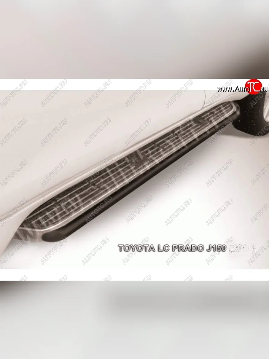 Защита штатного порога d42 Slitkoff  Toyota Land Cruiser Prado (2017-2020) J150 (Цвет: серебристый)  в Самаре Самарской области