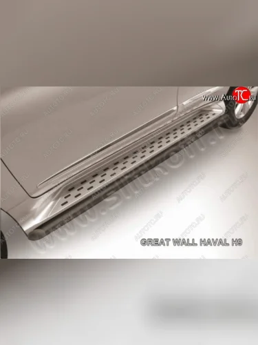 Защита порогов Slitkoff (труба d57) Haval H9 дорестайлинг (2015-2017)