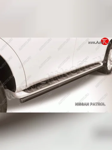 Защита штатного порога d57 Nissan Patrol  6 (2010-2014) Y62 дорестайлинг