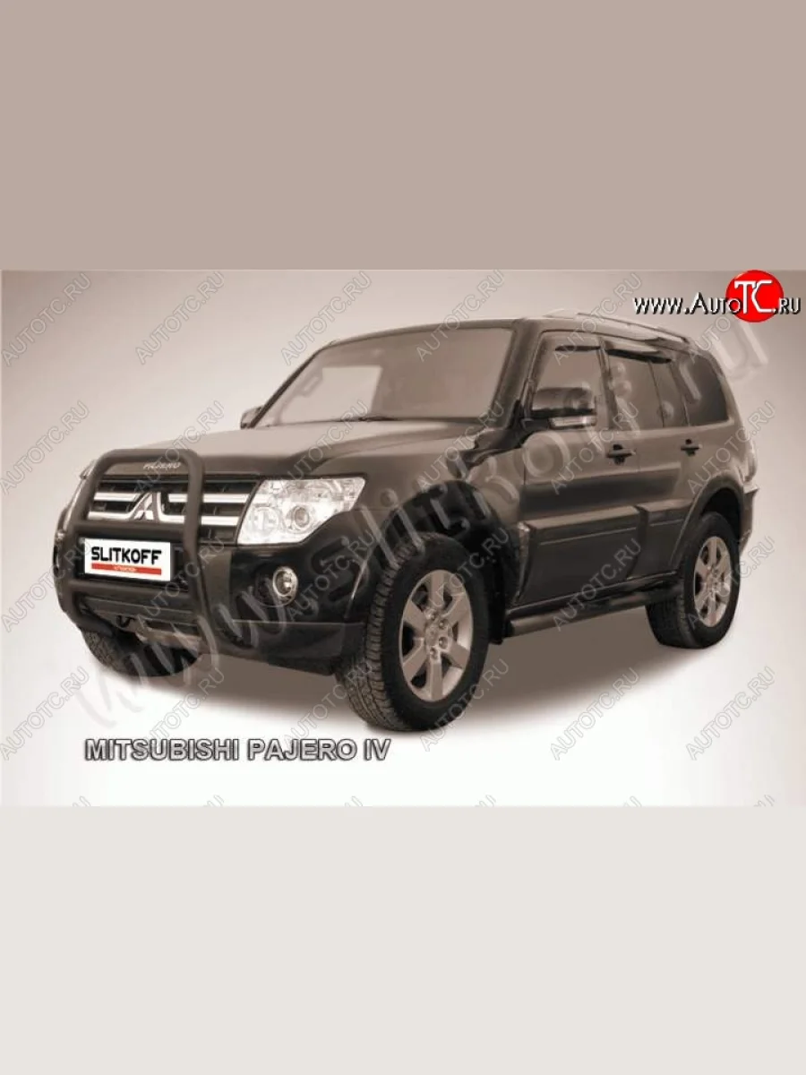Кенгурятник d57 высокий  Mitsubishi Pajero (2006-2015) 4 V90, 4 V80 (Цвет: серебристый)  в Керчи Республика Крым