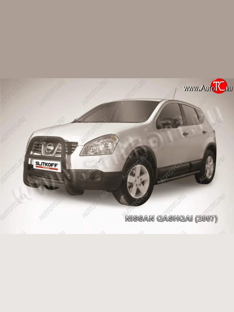Кенгурятник d57 высокий Nissan Qashqai 1 J10 дорестайлинг (2007-2010) (Цвет: серебристый)  в Воронеже Воронежской области