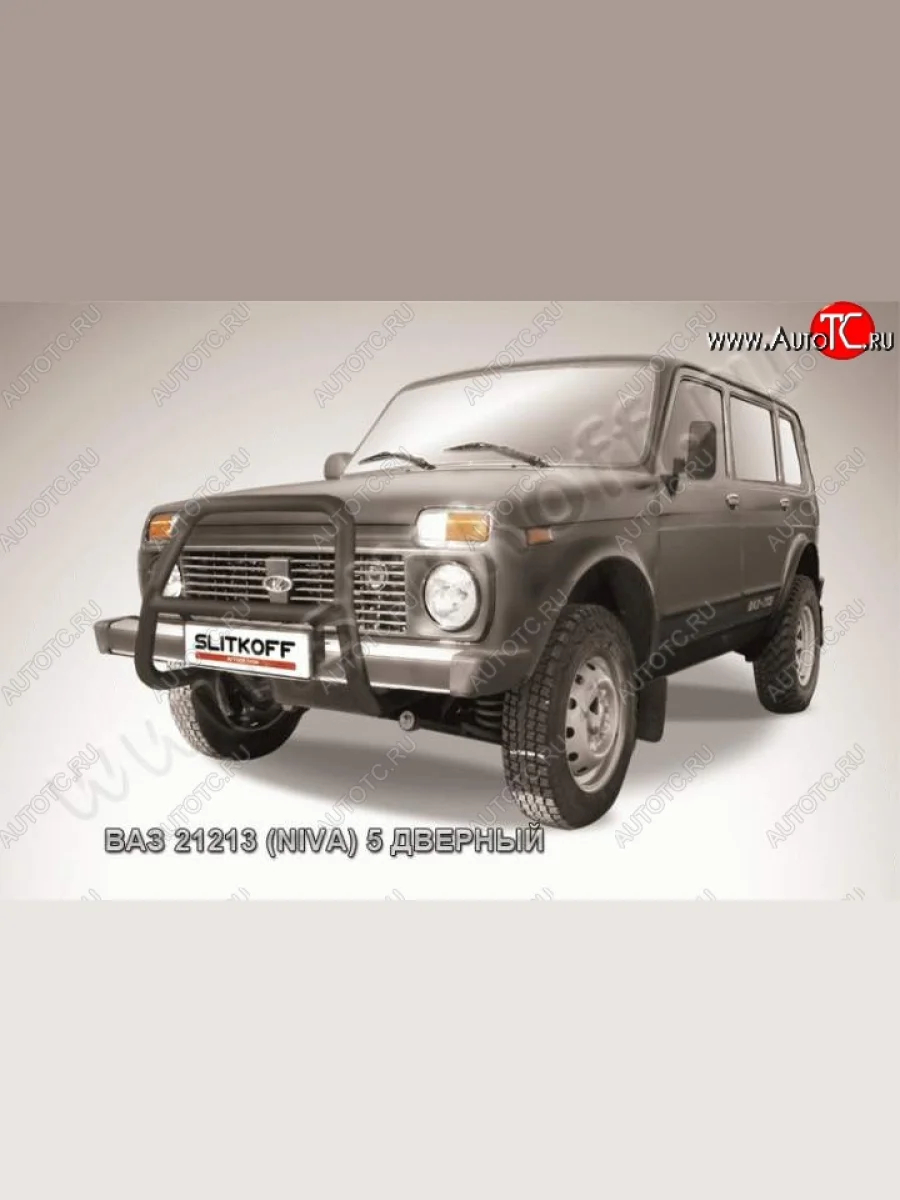 Защита переднего бампера (Ø 57 мм высока, с полимерным покрытием) Slitkoff Лада ВАЗ нива 4х4 2121 3 дв. 1-ый рестайлинг (2019-2021) (Цвет: серебристый)  в Керчи Республика Крым