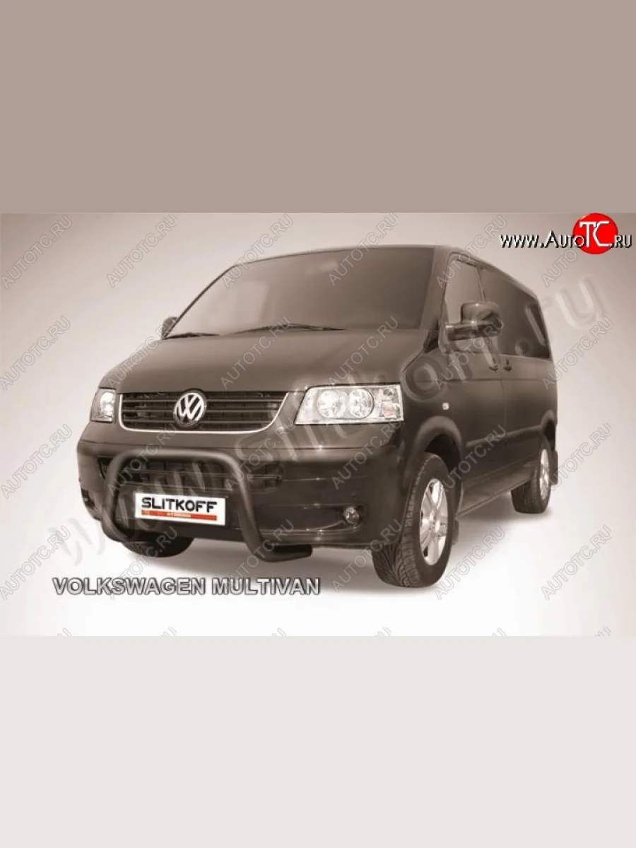 Кенгурятник d57 низкий мини Volkswagen Transporter T5 дорестайлинг (2003-2009) (Цвет: серебристый)  в Самаре Самарской области