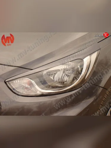 Реснички на фары MV tuning v2 Hyundai Solaris  RBr (2010-2014) седан дорестайлинг, хэтчбэк дорестайлинг