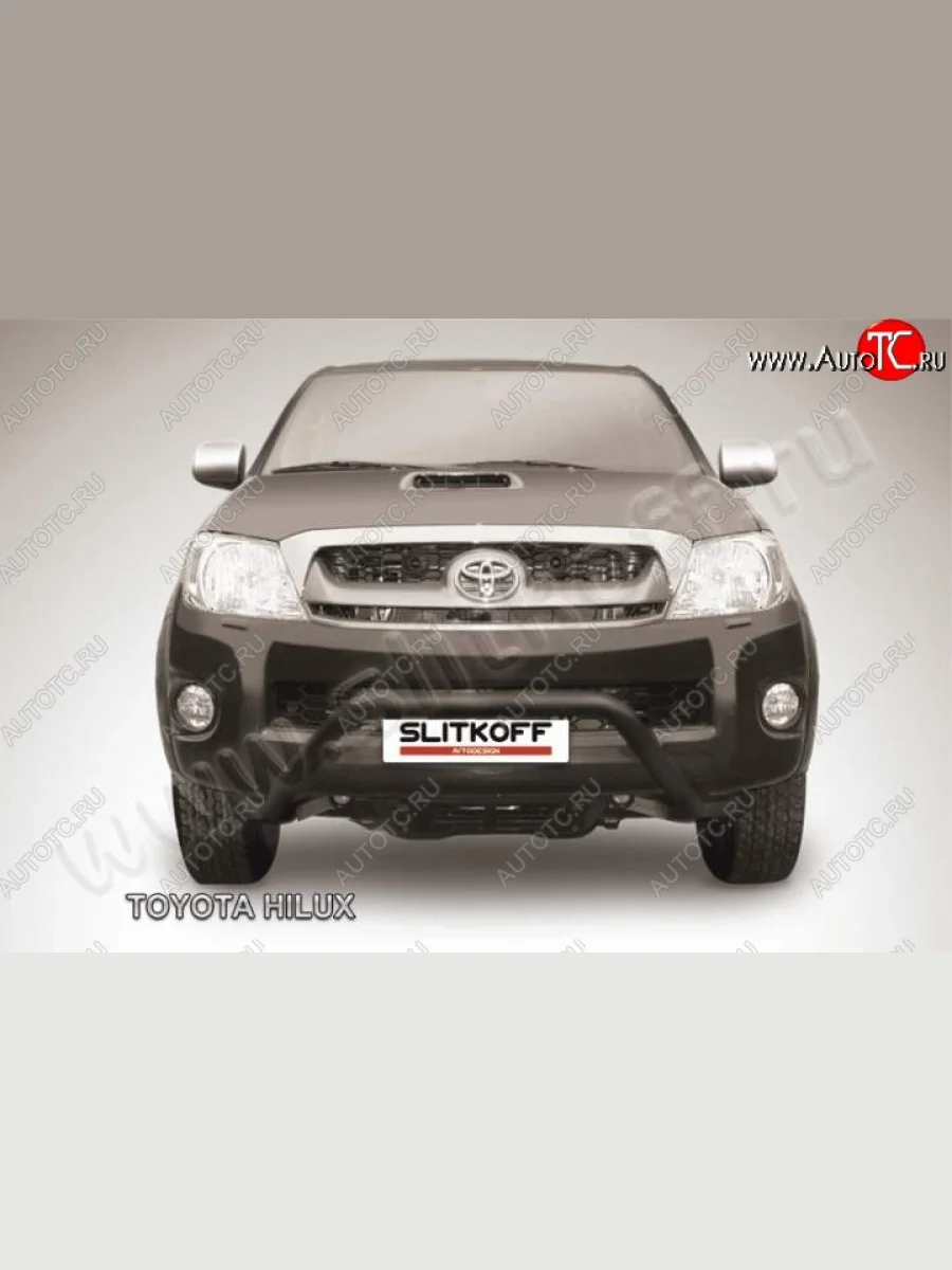 Кенгурятник d57 низкий широкий мини Slitkoff  Toyota Hilux (2008-2011) AN10,AN20 (Цвет: серебристый)  в Самаре Самарской области