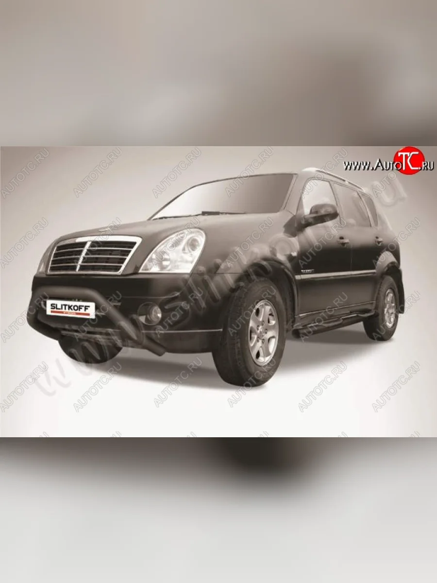 Кенгурятник d57 широкий мини SSANGYONG Rexton Y250 (2006-2012) (Цвет: серебристый)  с доставкой в г. Керчь
