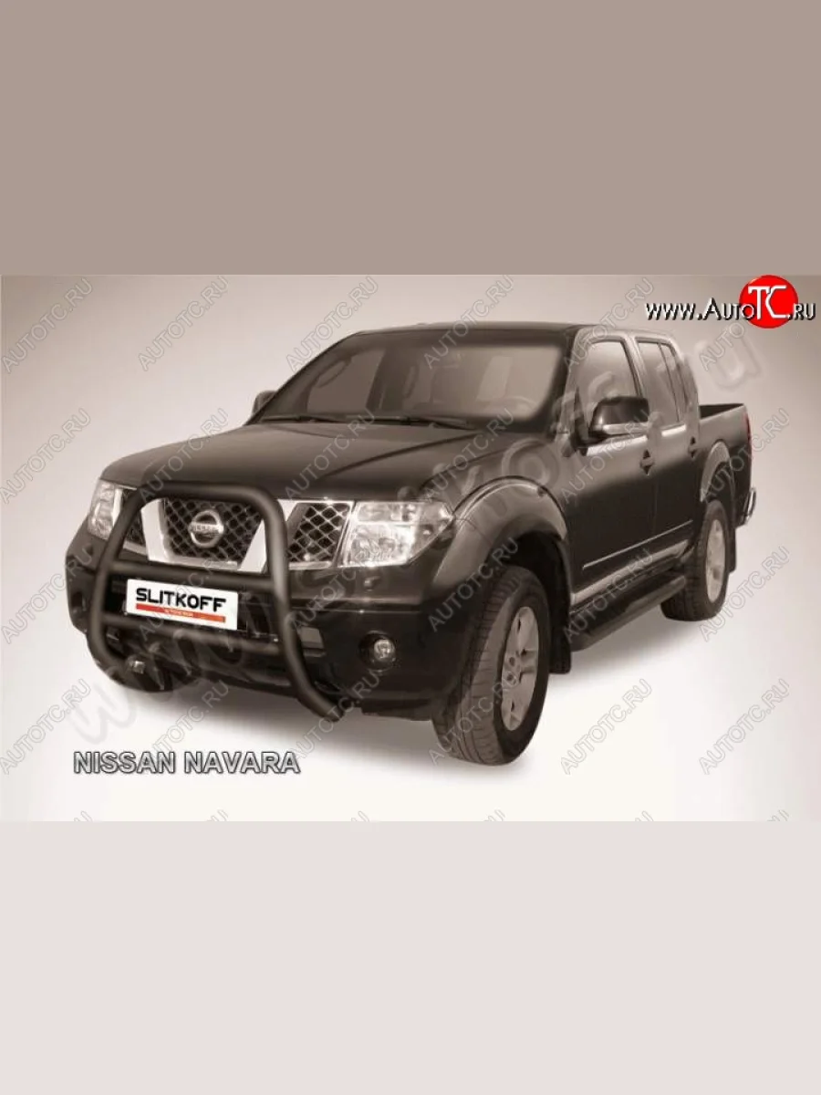 Кенгурятник d76 высокий Nissan Navara 2 D40 дорестайлинг (2004-2010) (Цвет: серебристый)  в Керчи Республика Крым