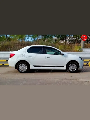 Пороги накладки пластиковые CT (с внутренним усилителем) Renault Logan  2 (2014-2025) дорестайлинг, рестайлинг