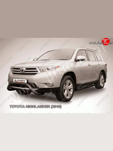 Кенгурятник d76 низкий мини чернаый Toyota Highlander  XU40 (2010-2013) рестайлинг