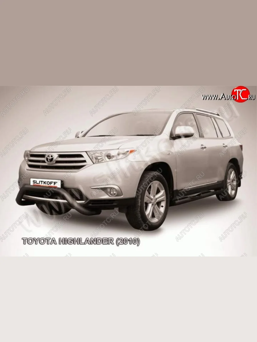 Кенгурятник d76 низкий мини чернаый  Toyota Highlander (2010-2013) XU40 (Цвет: серебристый)  в Самаре Самарской области