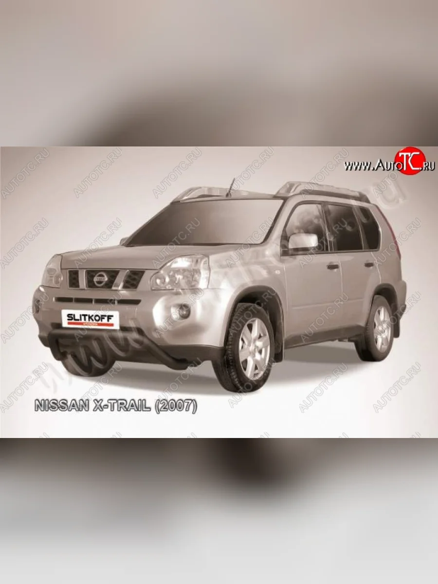 Кенгурятник d76 низкий мини Nissan X-trail 2 T31 дорестайлинг (2007-2011) (Цвет: серебристый)  В Кинешме Ивановской области