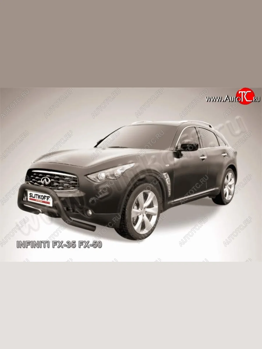 Кенгурятник d76 низкий INFINITI FX35 S51 дорестайлинг (2008-2011) (Цвет: серебристый)  в Керчи Республика Крым