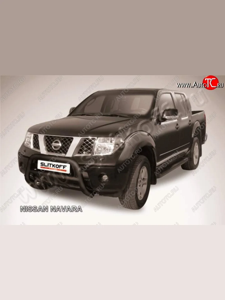 Кенгурятник d76 низкий Nissan Navara 2 D40 дорестайлинг (2004-2010) (Цвет: серебристый)  в Керчи Республика Крым