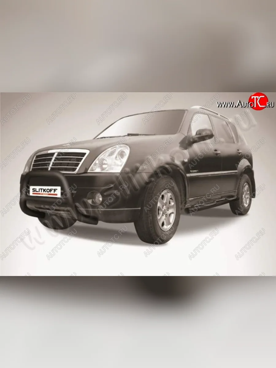 Кенгурятник d76 низкий SSANGYONG Rexton Y250 (2006-2012) (Цвет: серебристый)  с доставкой в г. Керчь