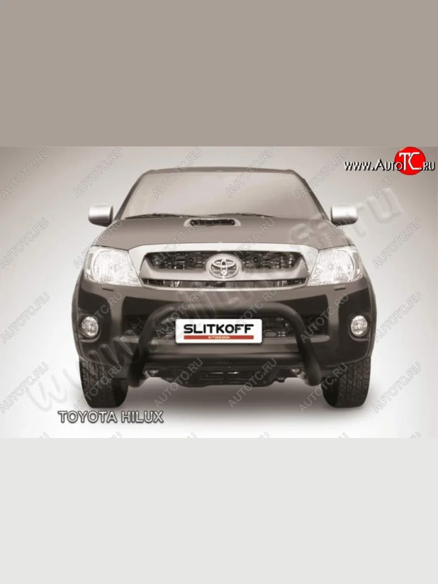 Кенгурятник d76 низкий Slitkoff  Toyota Hilux (2008-2011) AN10,AN20 (Цвет: серебристый)  в Самаре Самарской области