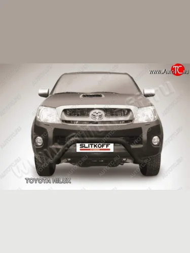Кенгурятник d76 низкий широкий мини Slitkoff Toyota Hilux  AN10,AN20 (2008-2011) 1-ый рестайлинг