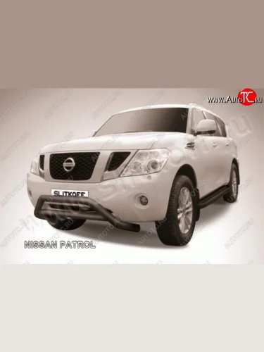 Кенгурятник d76 низкий широкий с перемычкой Nissan Patrol 6 Y62 дорестайлинг (2010-2014)
