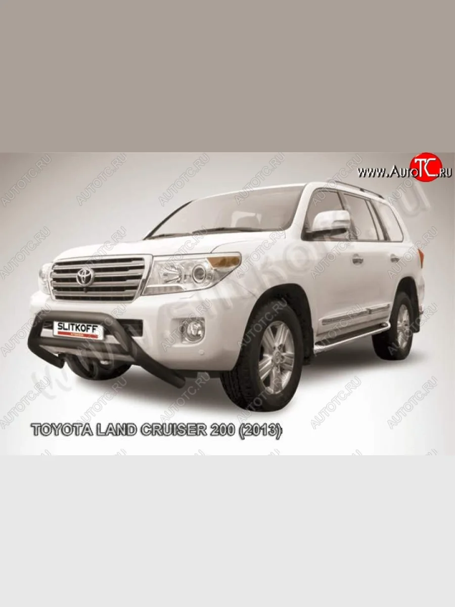Кенгурятник d76 низкий широкий с перемычкой  Toyota Land Cruiser (2012-2015) 200 (Цвет: серебристый)  в Керчи Республика Крым