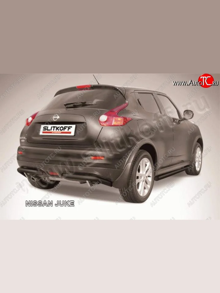 Защита заднего бампера Slitkoff (d57, 4WD) Nissan Juke 1 YF15 дорестайлинг (2010-2014) (Цвет: серебристый)  в Самаре Самарской области