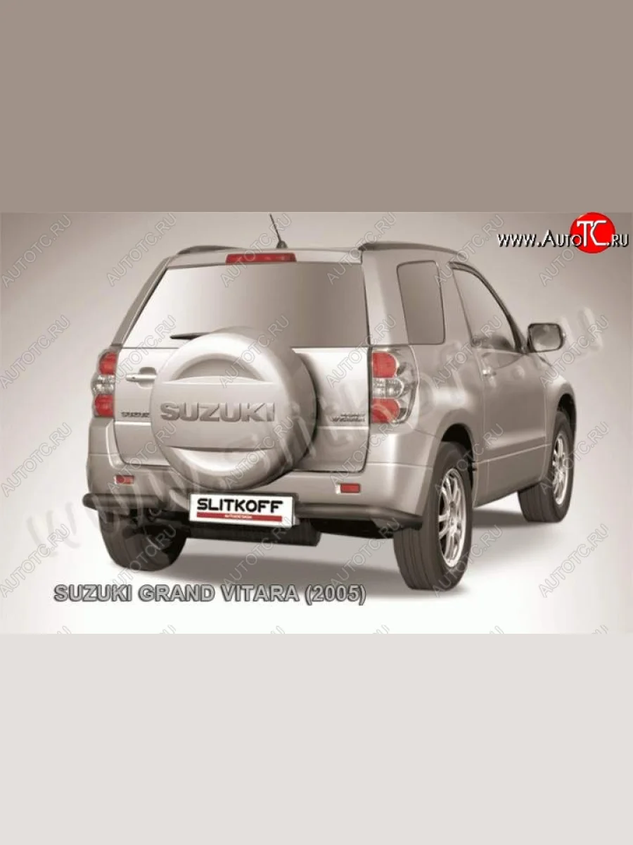 Защита заднего бампера (уголки d57) Slitkoff Suzuki Grand Vitara JT 3 двери дорестайлинг (2005-2008) (Цвет: серебристый)  в Керчи Республика Крым