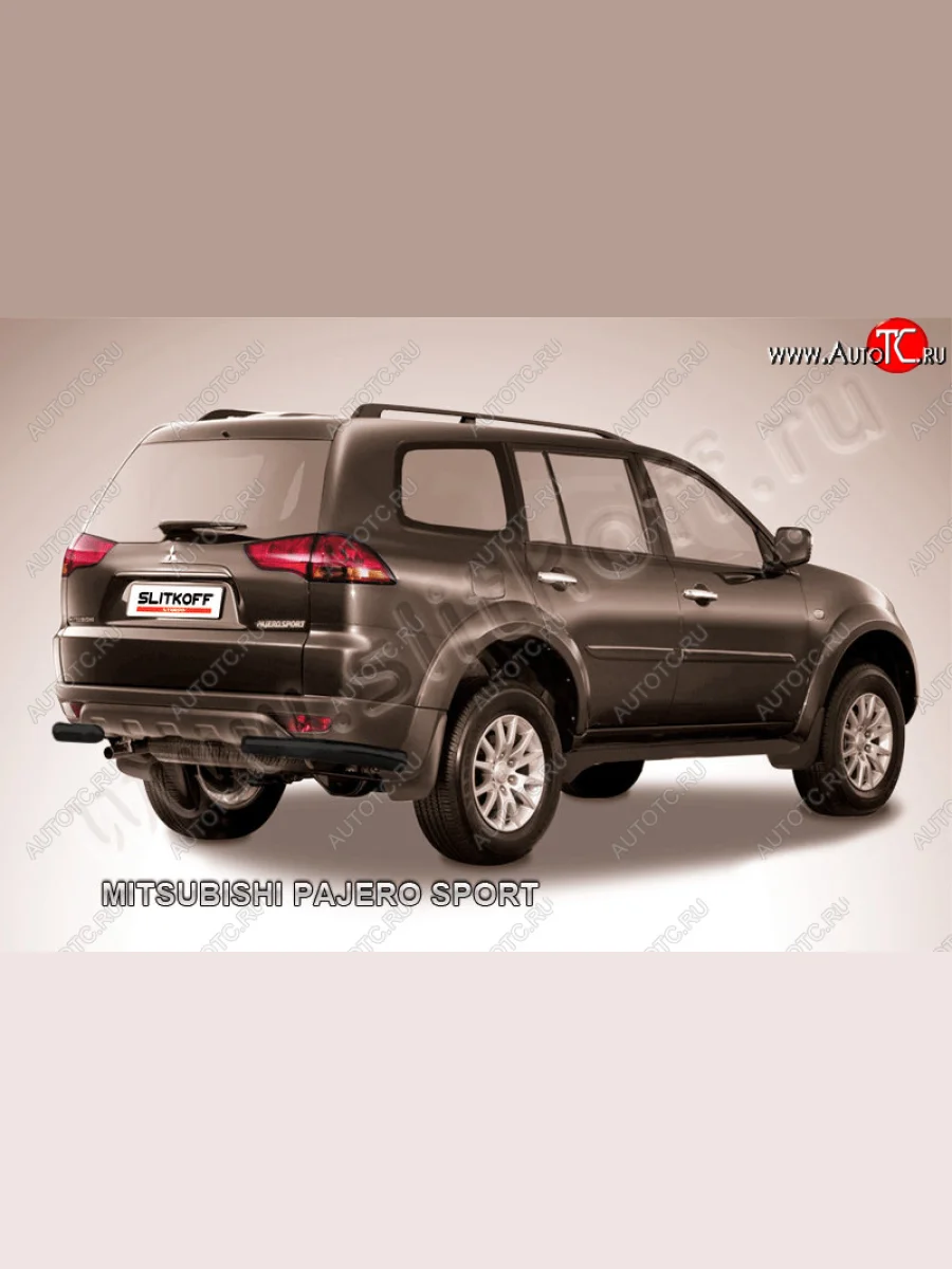 Защита заднего бампера (уголки, сталь с полимерным покрытием, Ø57 мм)  Mitsubishi Pajero Sport (2008-2013) PB (Цвет: серебристый)  в Самаре Самарской области