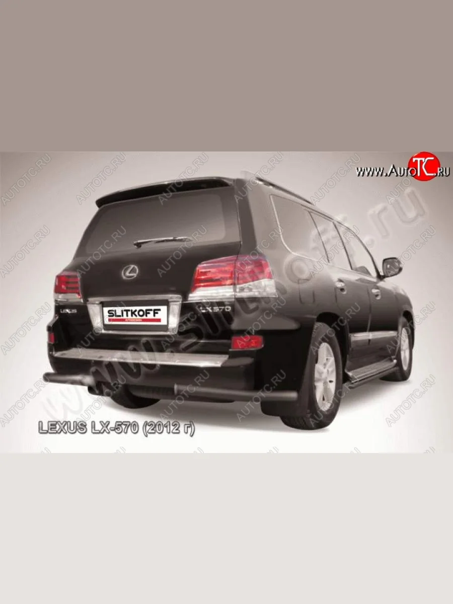 Защита заднего бампера из уголков d76 Slitkoff Lexus LX570 J200 1-ый рестайлинг (2012-2015) (Цвет: серебристый)  с доставкой в г. Керчь