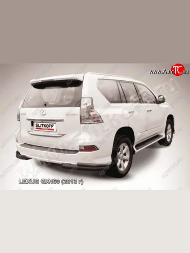 Защита заднего бампера из уголков d76+d42 Slitkoff (двойные) Lexus GX460 J150 1-ый рестайлинг (2013-2019)