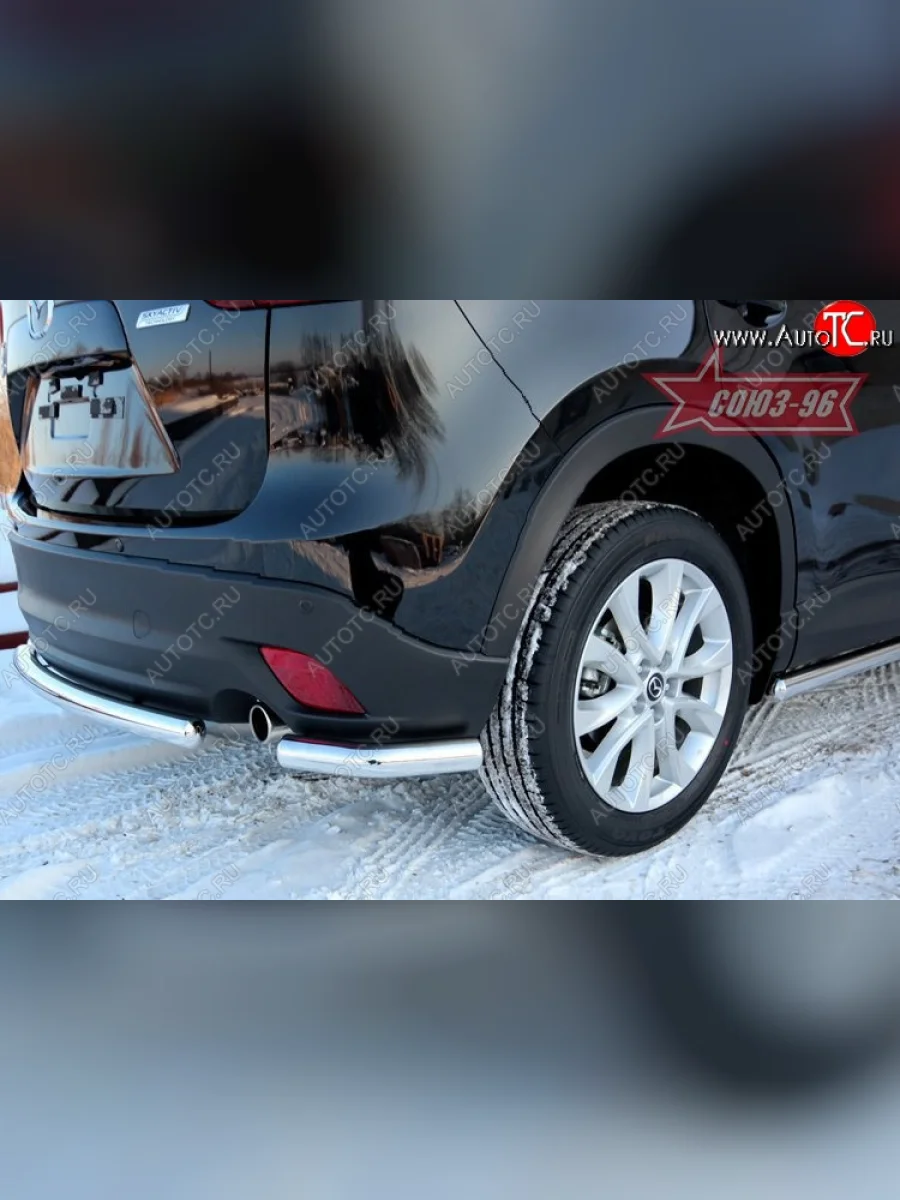 Защита заднего бампера из боковых уголков Souz-96( d60) Mazda CX-5 KE дорестайлинг (2011-2014)  с доставкой в г. Керчь