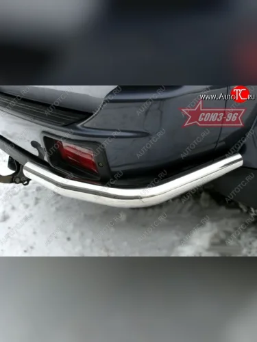 Защита заднего бампера из боковых уголков Souz-96( d60) Mitsubishi Pajero Sport  PA (1996-2008) дорестайлинг, рестайлинг