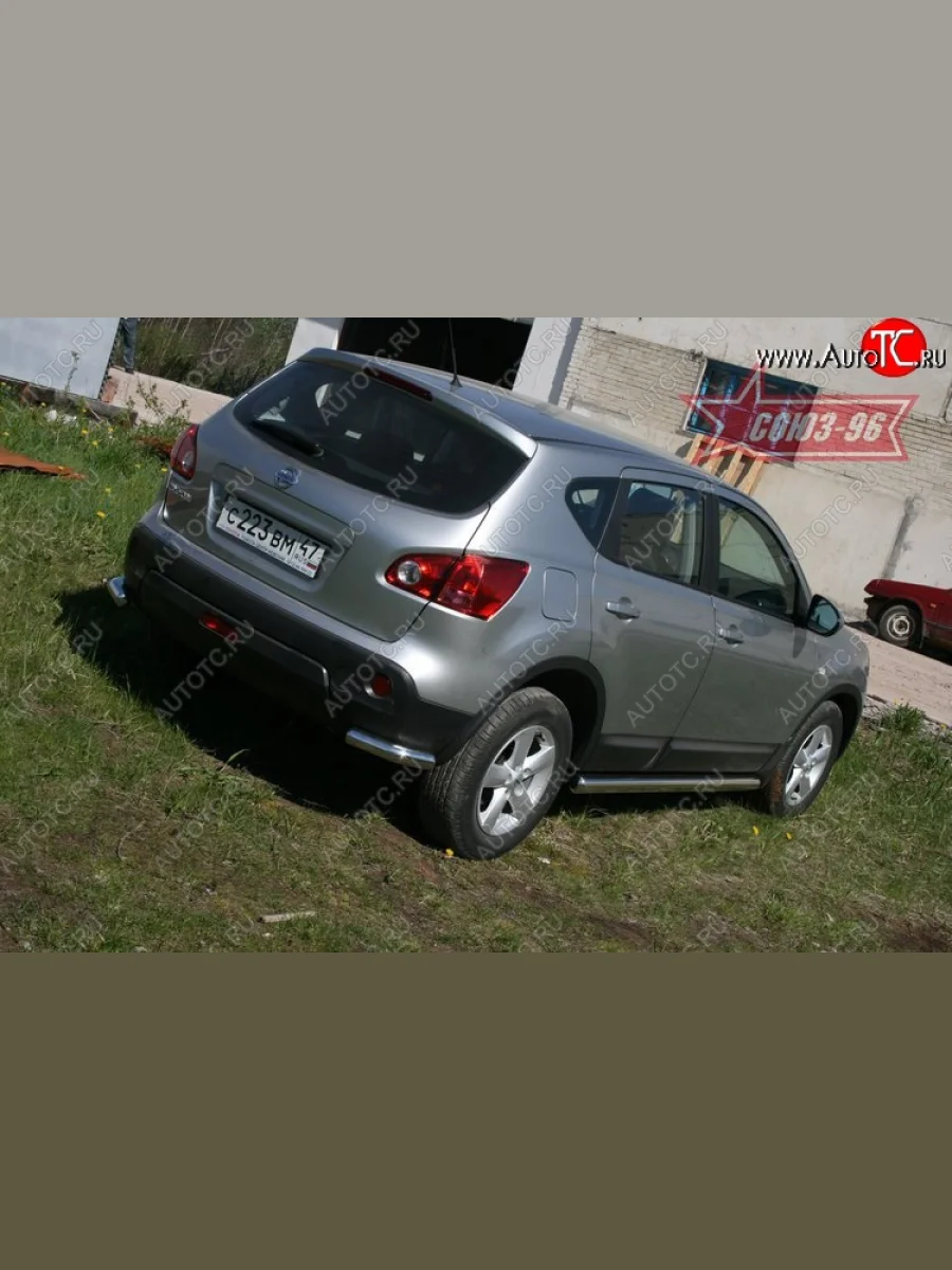 Защита заднего бампера из боковых уголков Souz-96 (d60)  Nissan Qashqai (2007-2010) 1 J10  в Самаре Самарской области