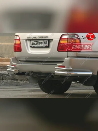 Защита заднего бампера из боковых уголков Souz-96( d76) Toyota Land Cruiser  10 100 (1998-2007) дорестайлинг, 1-ый рестайлинг, 2-ой рестайлинг
