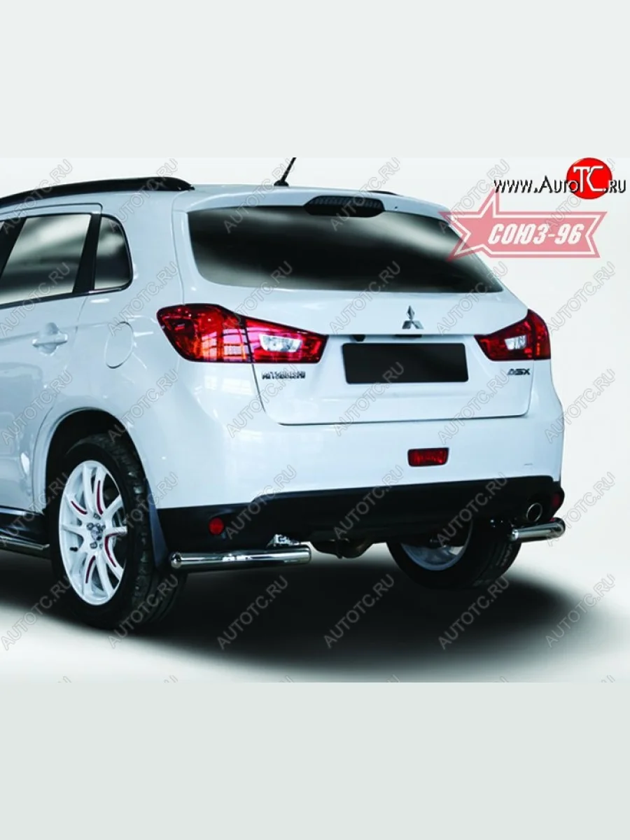 Защита заднего бампера из боковых уголков Souz-96 (d60) Mitsubishi ASX 1-ый рестайлинг (2013-2016)  с доставкой в г. Керчь