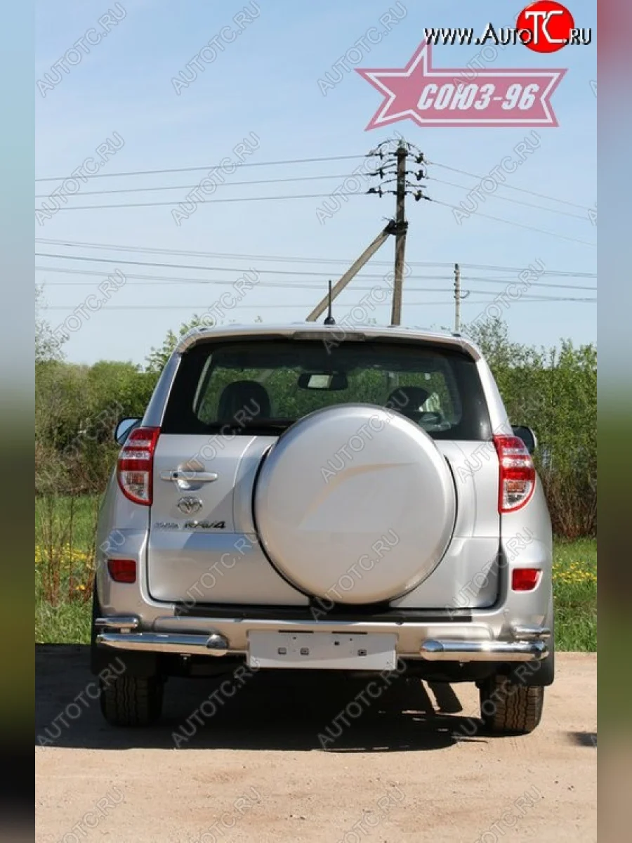 Защита заднего бампера из двойных боковых уголков Souz-96 (d76/42, черная) Toyota RAV4 XA30 5 дв. 2-ой рестайлинг (2010-2013)  в Перми Пермском крае