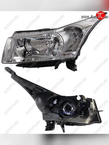 Левая фара SAT (мех. корректор, хром) Chevrolet Cruze J308 универсал рестайлинг (2012-2015)