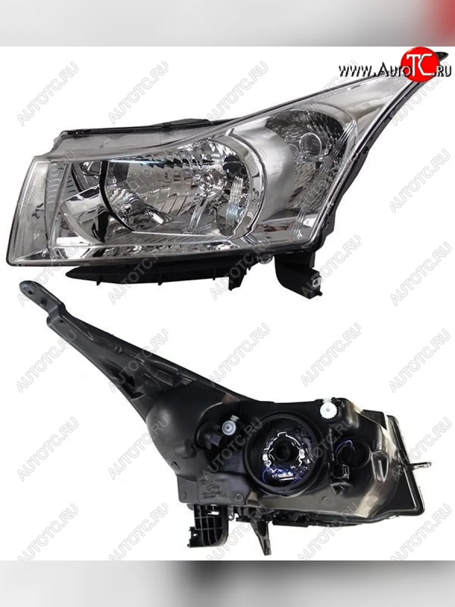 Левая фара SAT (мех. корректор, хром) Chevrolet Cruze J308 универсал рестайлинг (2012-2015)  в Самаре Самарской области