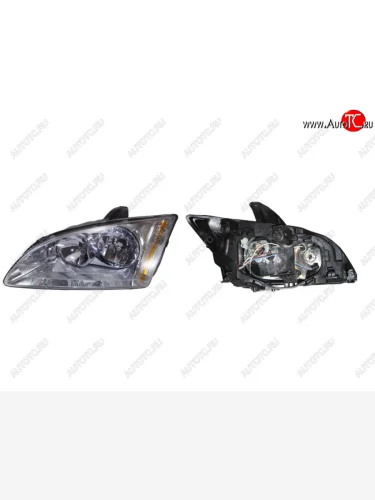 Левая фара SAT (хром) Ford Focus 2 хэтчбэк 3 дв. дорестайлинг (2004-2007)