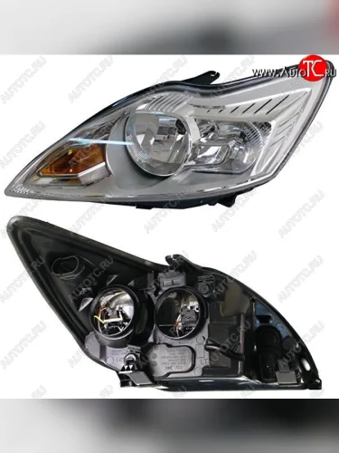 Левая фара SAT (хром) Ford Focus 2 хэтчбэк 3 дв. рестайлинг (2007-2011)