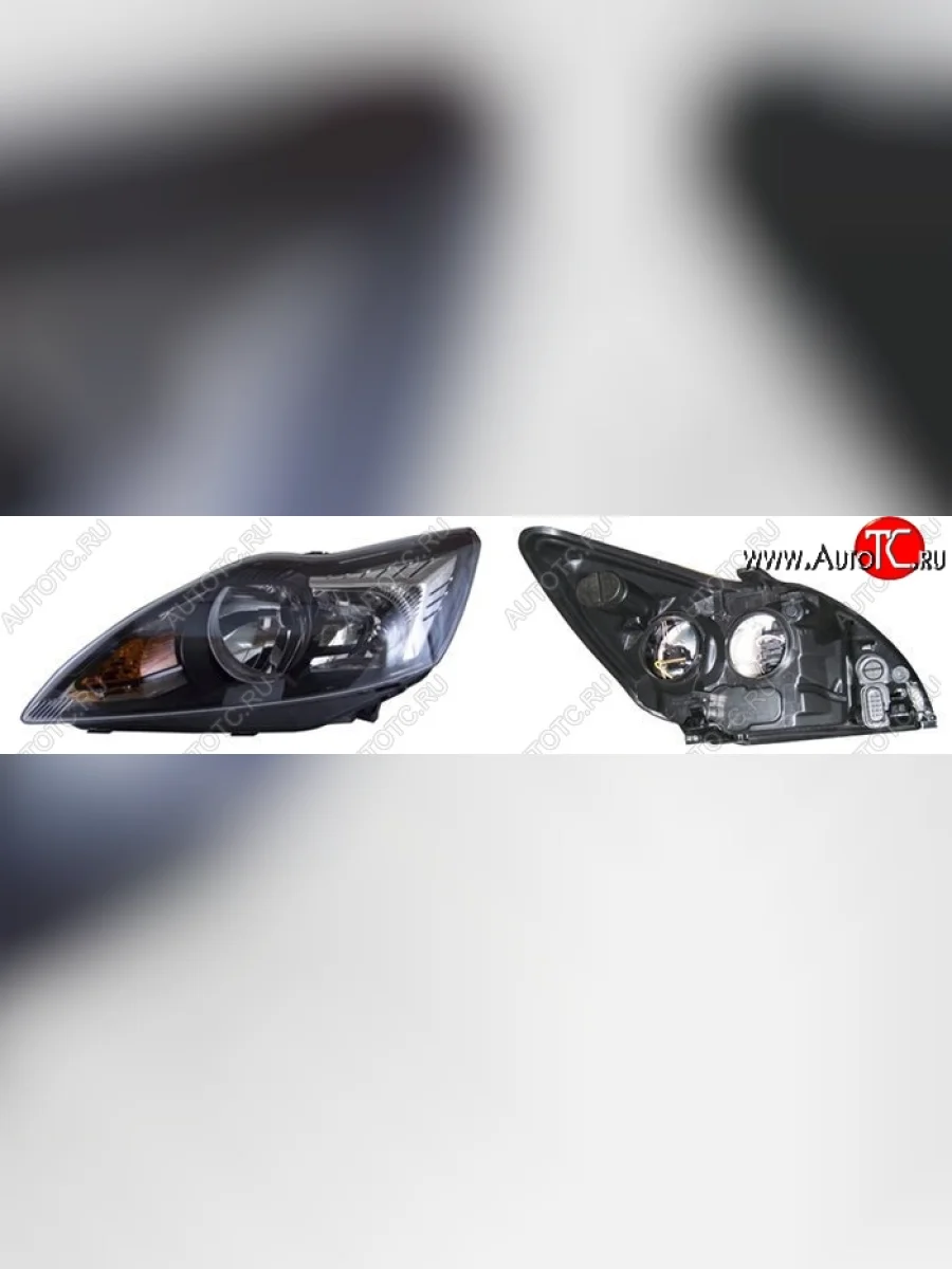 Левая фара SAT (с мех. корректором чёрная) Ford Focus 2 седан рестайлинг (2007-2011)  с доставкой в г. Керчь